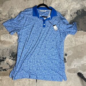 Men's Black Clover Blue Patterned Golf Polo Shirt
